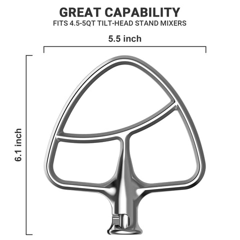 InnoMoon stainless steel beater fits 4.5-5 qt KitchenAid models.