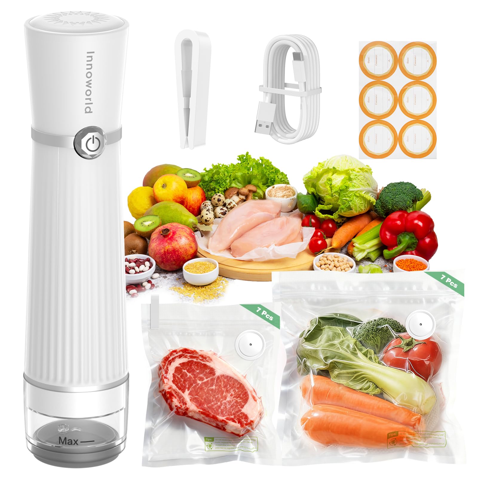 Innoworld vacuum sealer with visible tank for easy liquid checks.