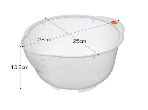 Inomata rice washing bowl showing bottom drainer for thorough drainage