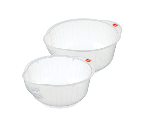 Inomata rice washing bowl set for soaking rice, easy prep before cooking.