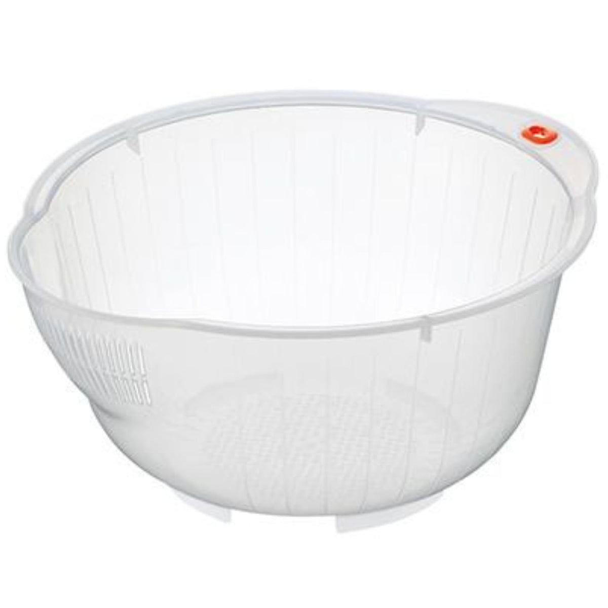 Inomata rice washing bowl with side drainer for fast rinsing before cooking