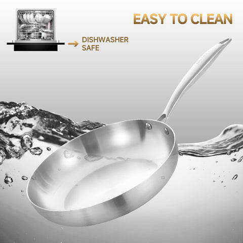 Inqibee tri-ply stainless skillet on induction for fast, even cooking