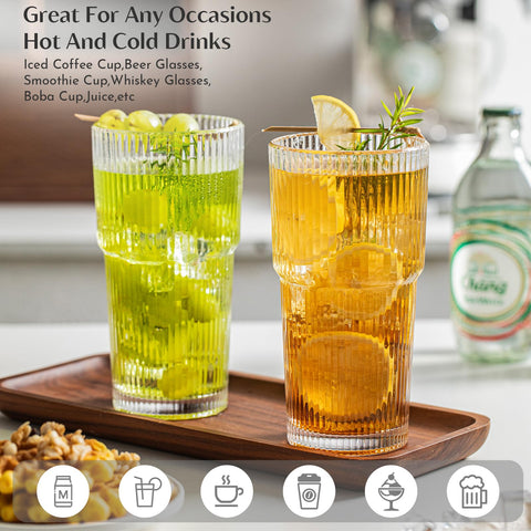 INSETLAN 20oz ribbed tumbler shown for cocktails and entertaining.