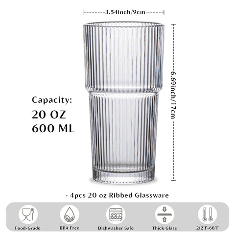 INSETLAN glass tumbler for water and juice with large capacity.