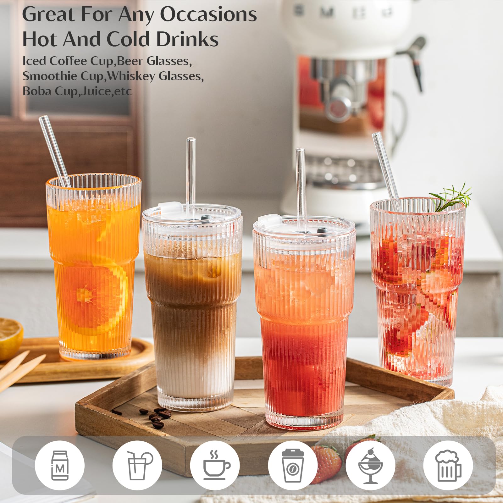INSETLAN dishwasher-safe glass tumblers simplify cleanup after meals.