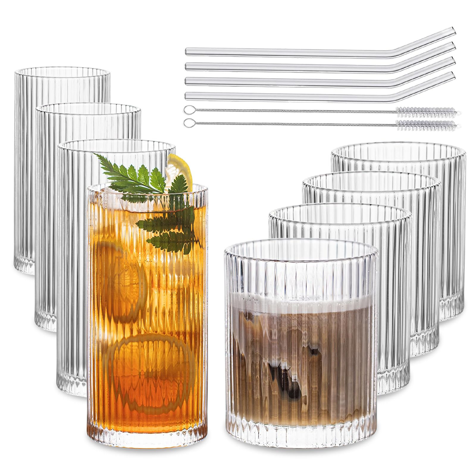 INSETLAN highball glasses 12 oz ideal for cocktails and iced beverages.