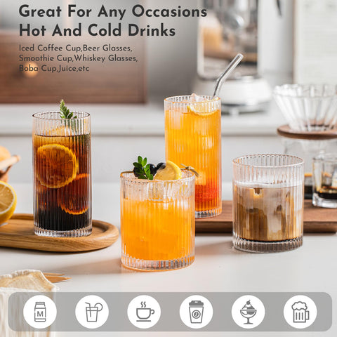 INSETLAN ribbed glassware offers tactile grip and retro charm.