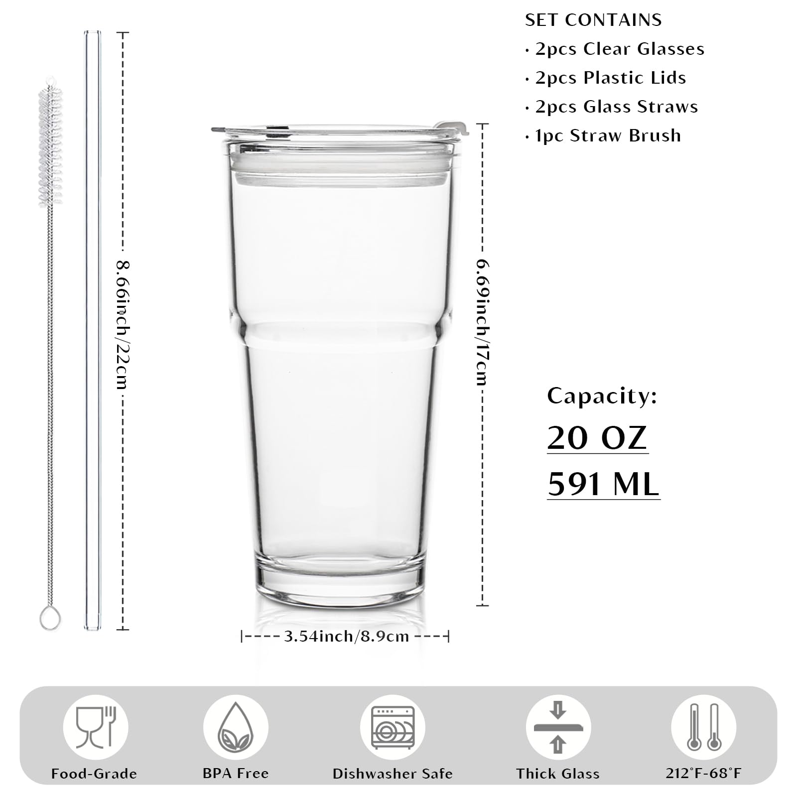 INSETLAN thickened glass coffee tumbler with durable build