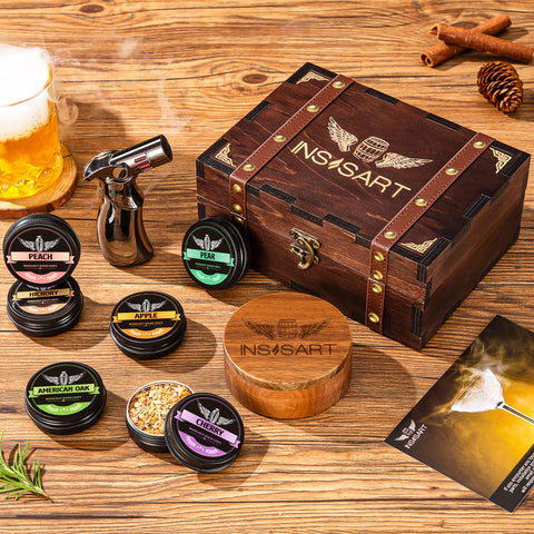 INSISART whiskey smoker kit wood chips offer customizable smoky flavors.