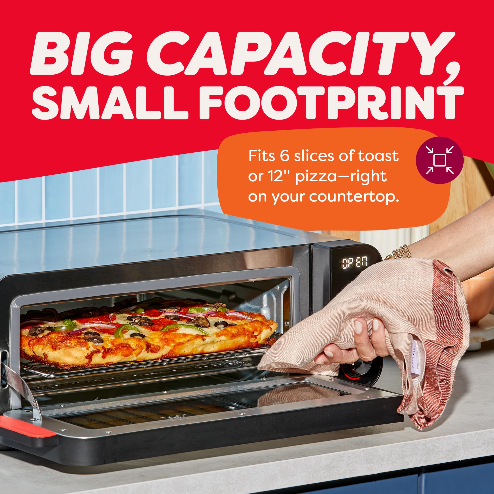 Included baking tray and chrome rack with the InstantPot InstantHeat pizza oven.