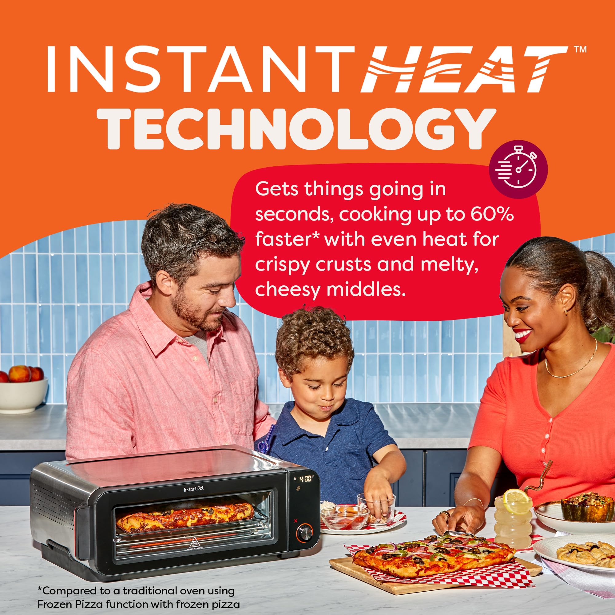 Instant Pot InstantHeat pizza oven control panel displaying bake and toast settings.