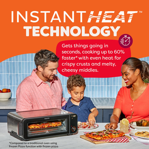 Instant Pot InstantHeat pizza oven control panel displaying bake and toast settings.
