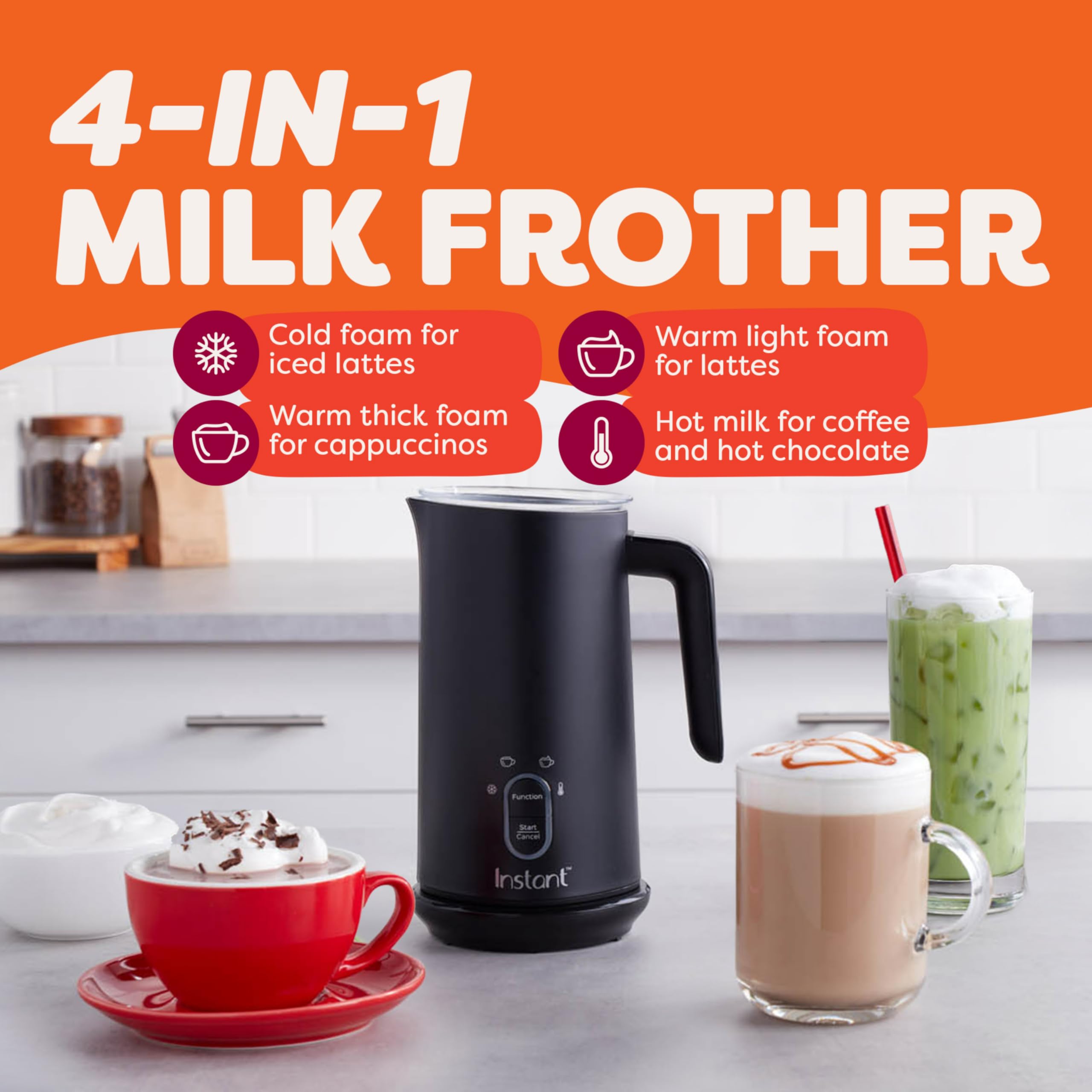 Instant Pot Milk Frother produces light warm foam for creamy beverages