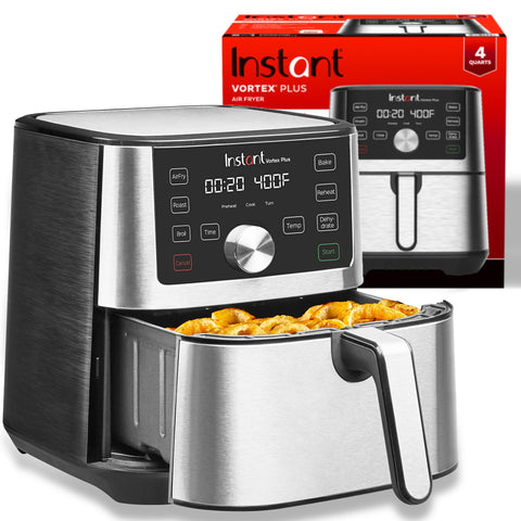 Instant Pot Vortex Plus 4QT front view showing compact design for small kitchens.