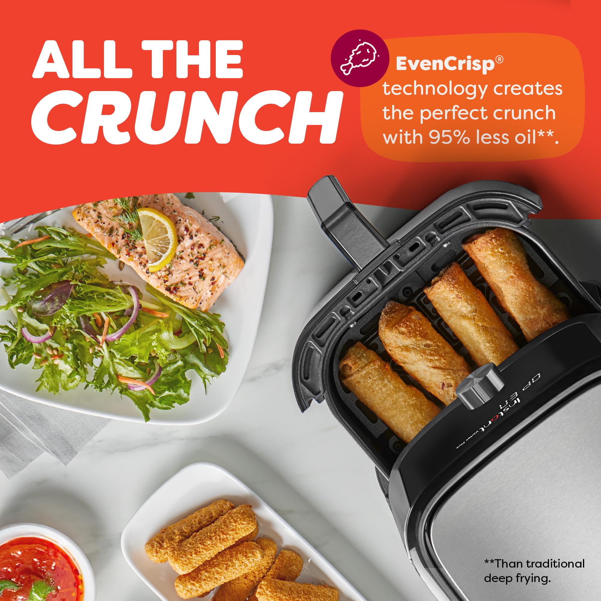 Instant Pot Vortex Plus EvenCrisp technology delivers crispy results with less oil.