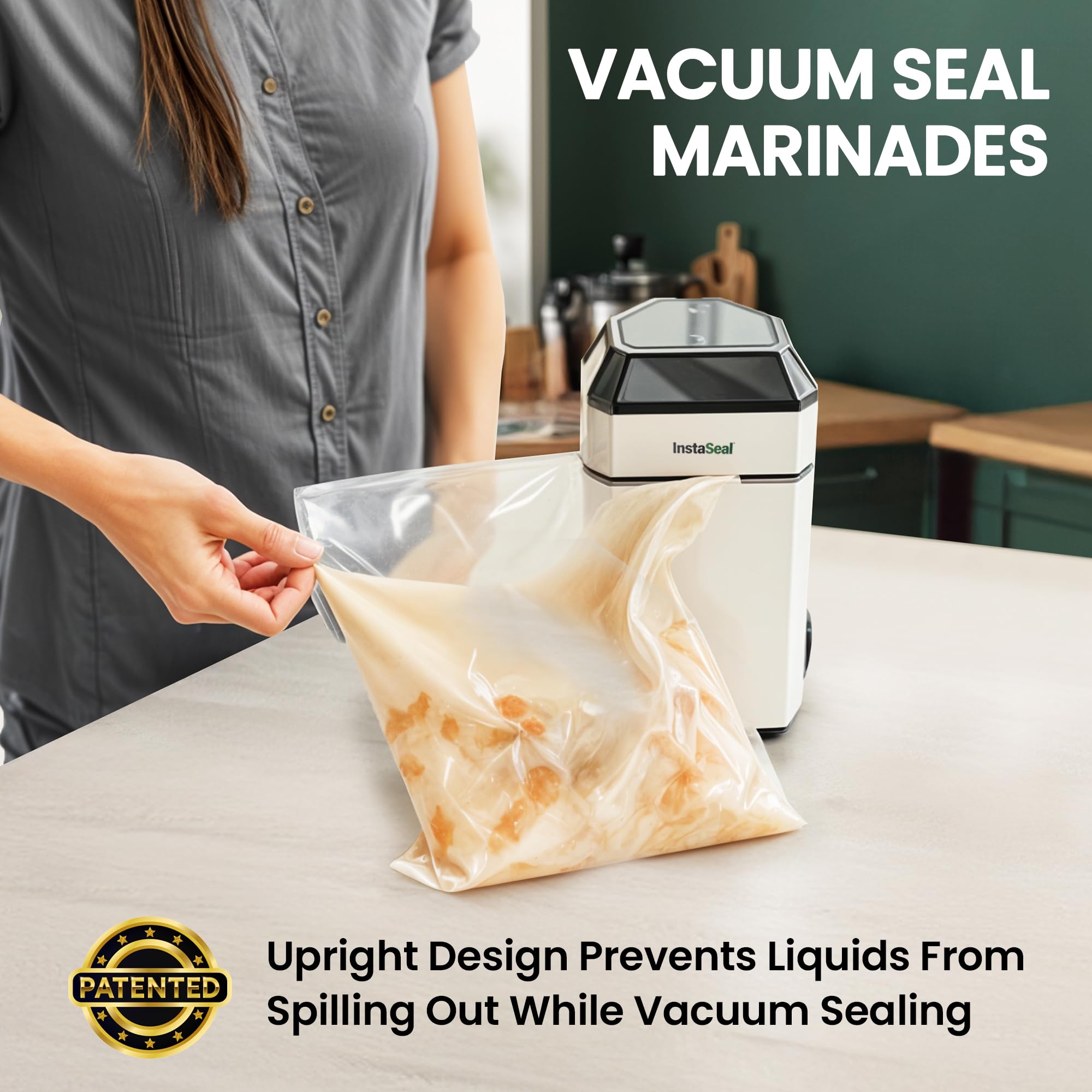 Instaseal upright sealer side view highlighting compact footprint for small kitchens
