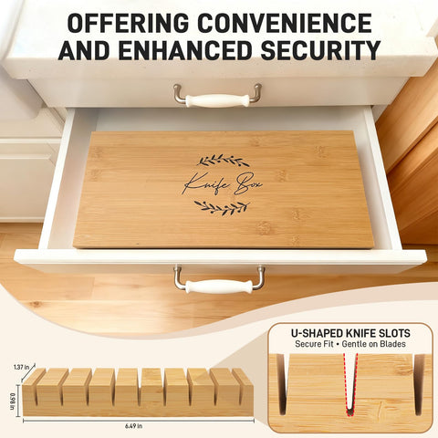 Intarsio in-drawer knife organizer fits various knife sizes neatly.