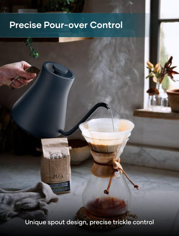 INTASTING electric kettle 0.9L capacity ideal for single servings.