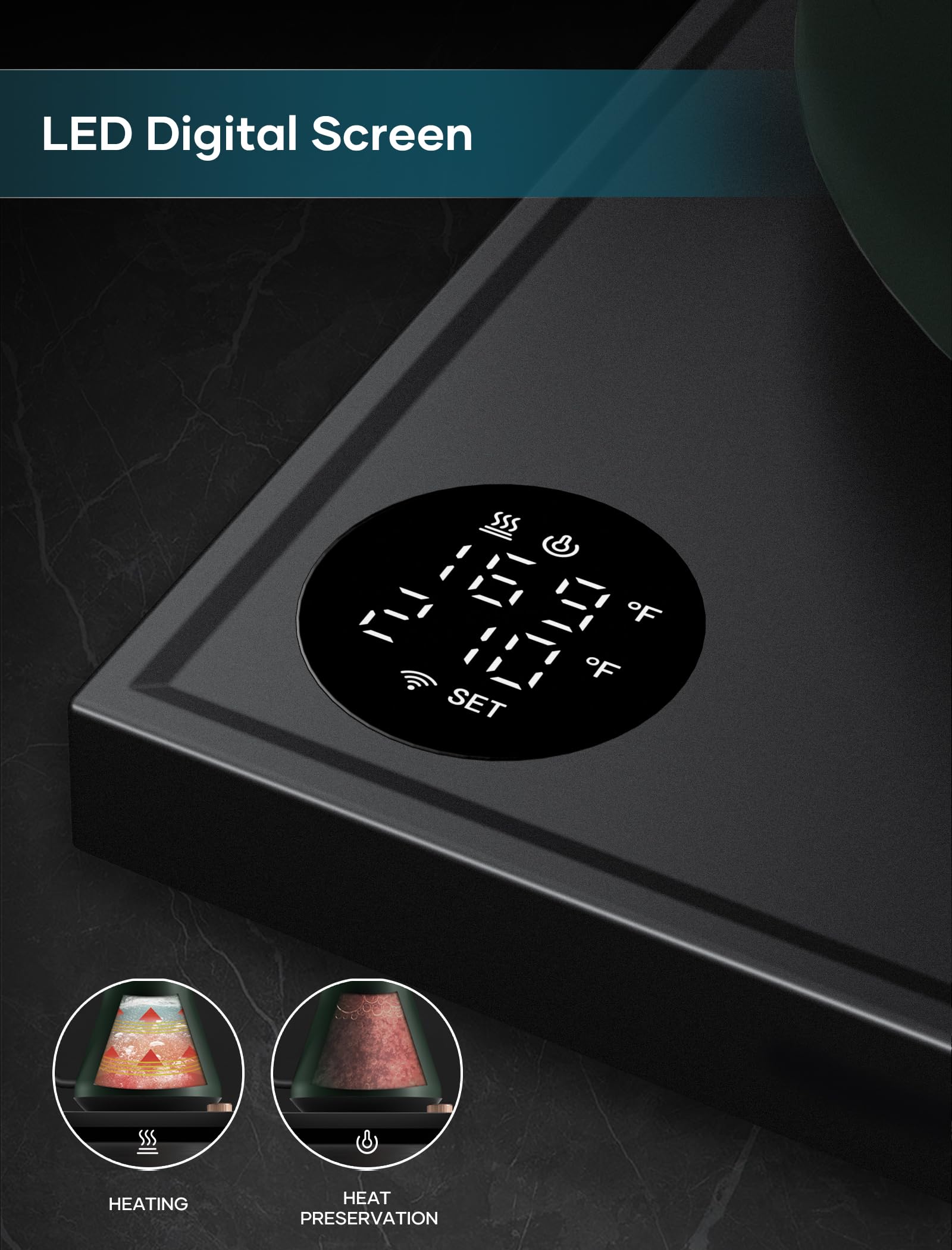 INTASTING hold function keeps water at target temperature for ready brews.