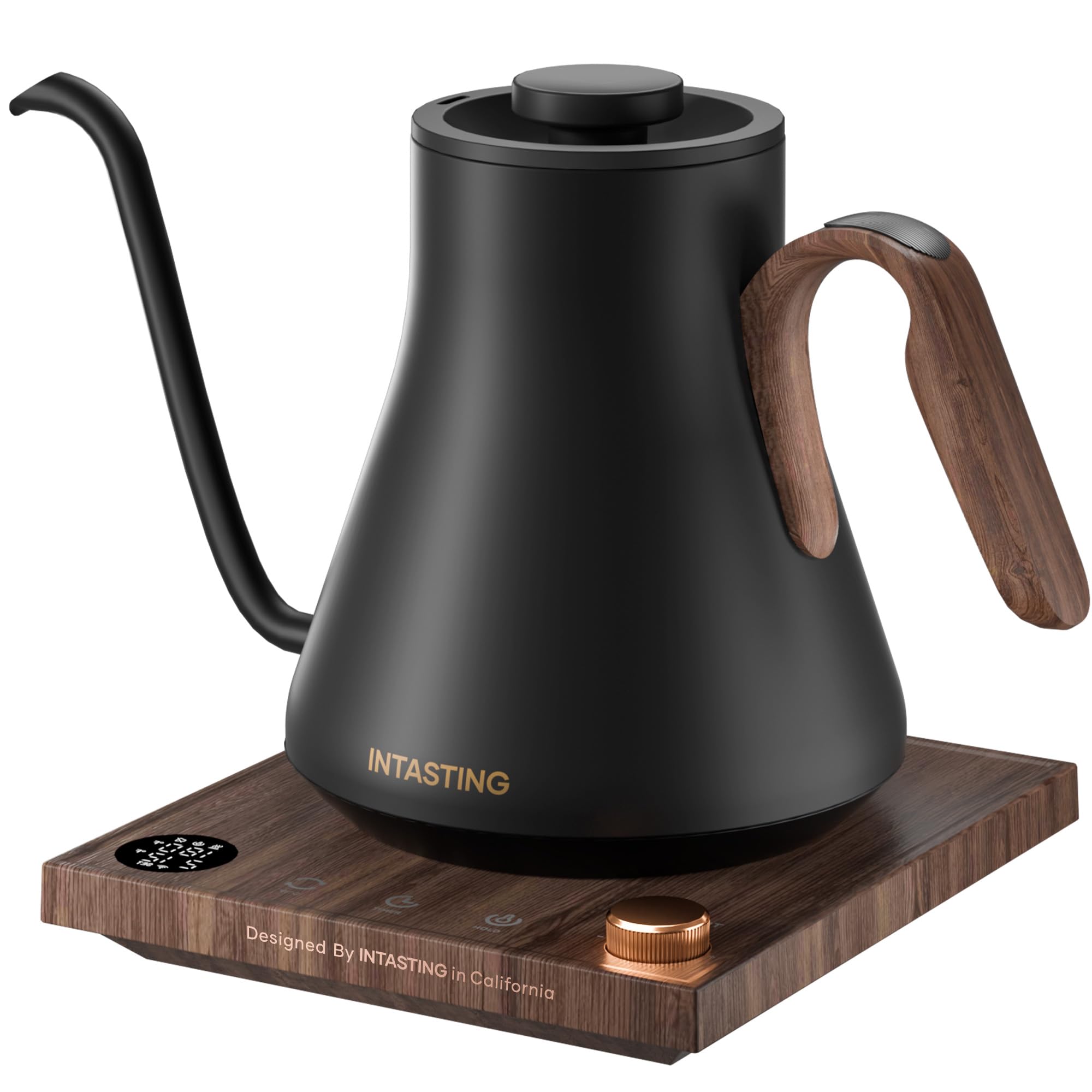 INTASTING electric kettle with gooseneck spout for precise pour-over coffee preparation