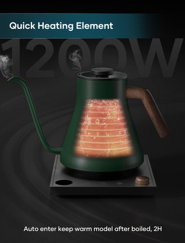 INTASTING gooseneck spout enables slow, even water flow for optimal extraction.