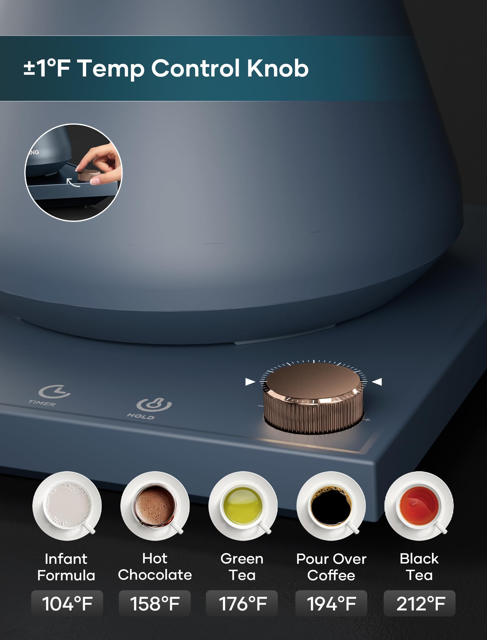 INTASTING Electric Kettle interior in stainless steel with plastic-free contact