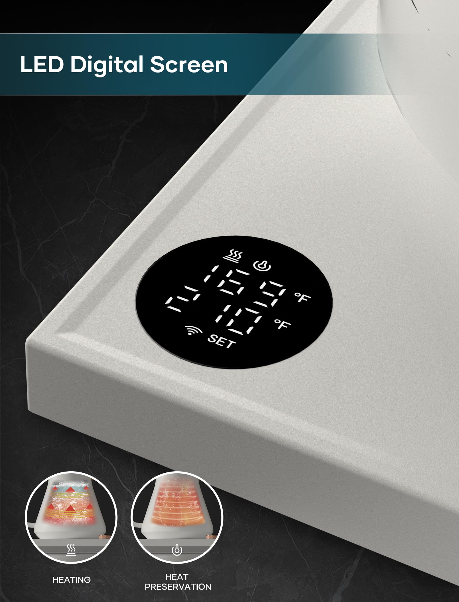 INTASTING keep‑warm feature holds water for easy second cups.