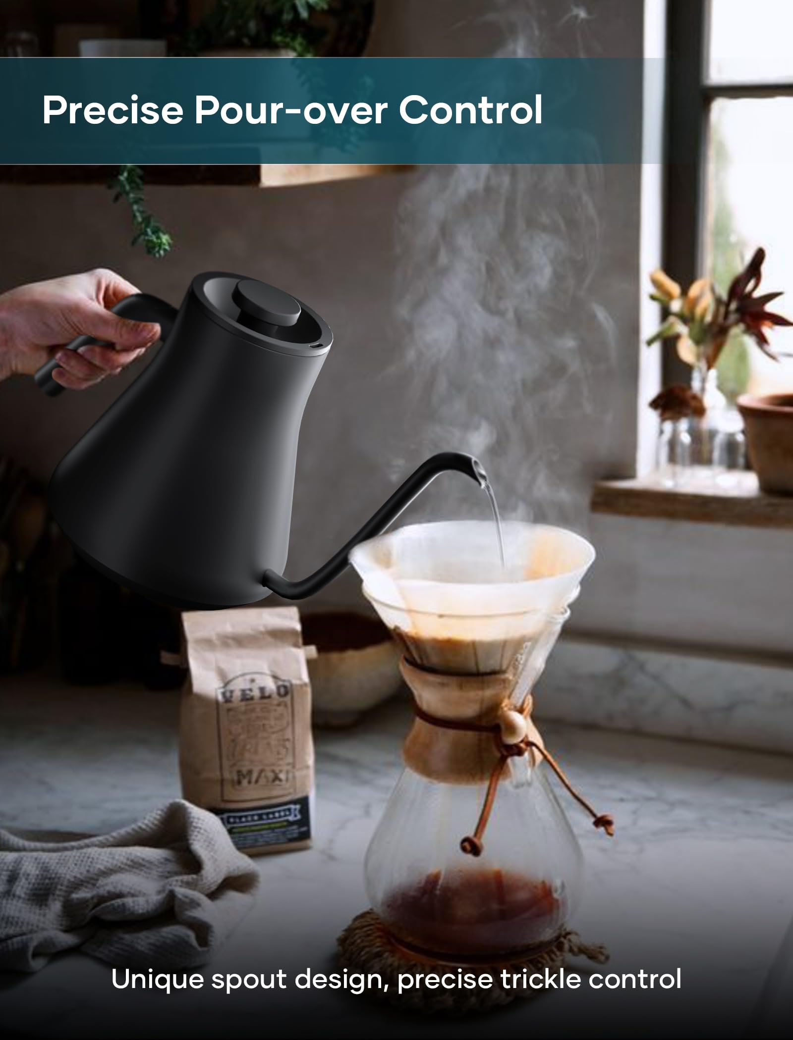 INTASTING interior stainless steel design with plastic-free sensor seal ensures pure water