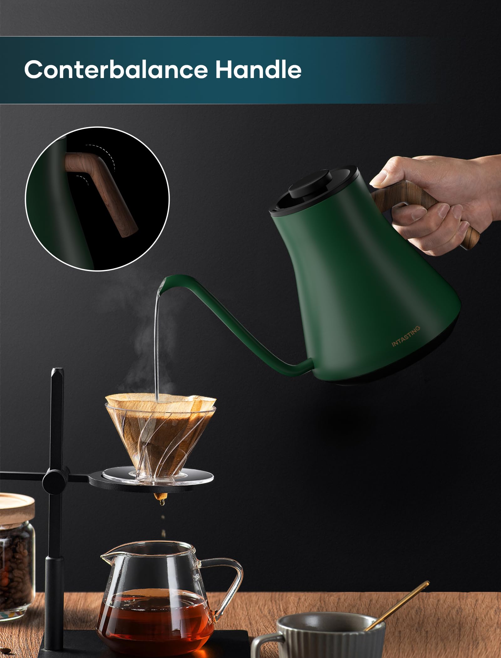 INTASTING stainless interior ensures food-grade contact and flavor safety.