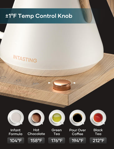 INTASTING electric kettle stainless interior ensures pure water for every brew.