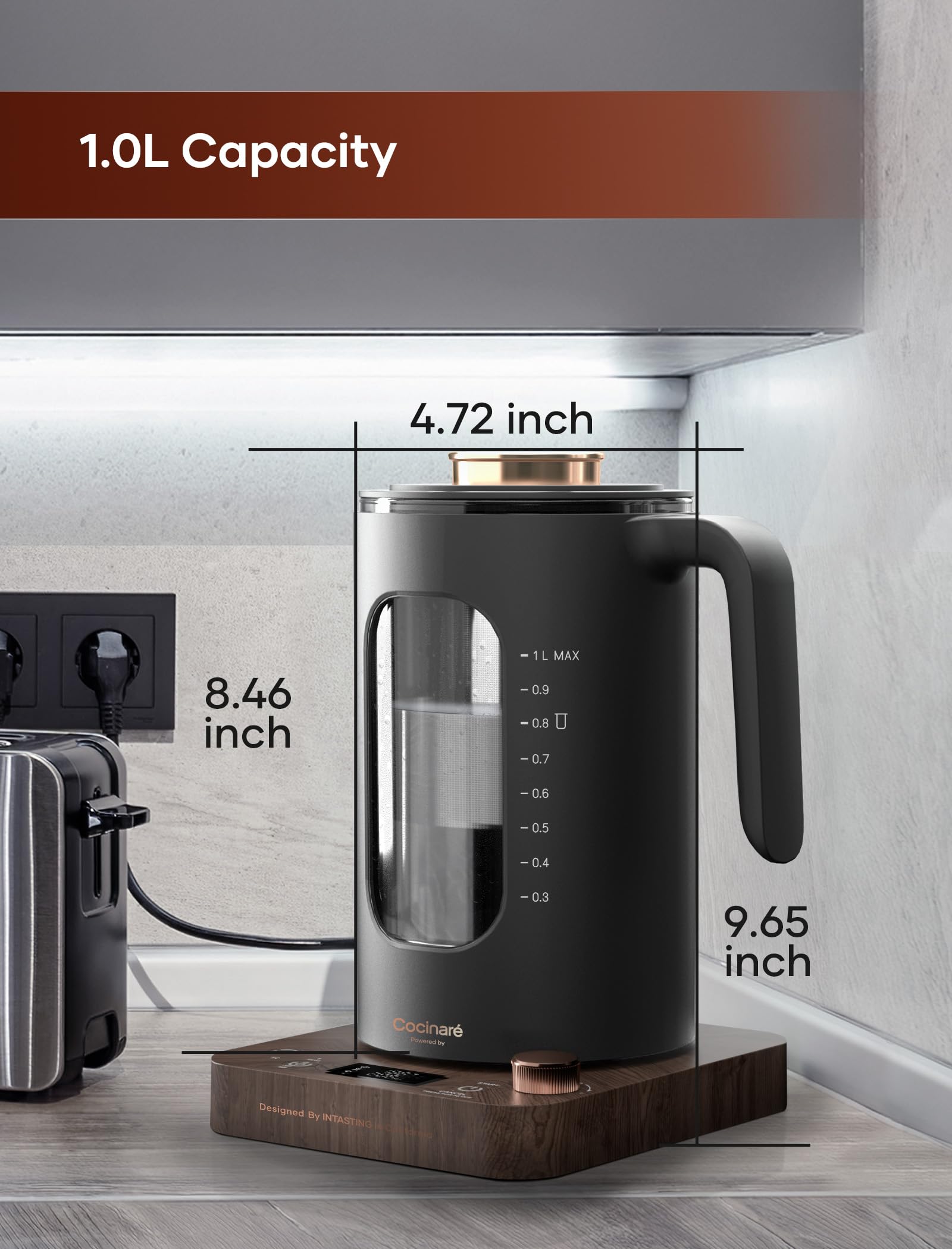 INTASTING glass body lets you monitor steeping clearly.