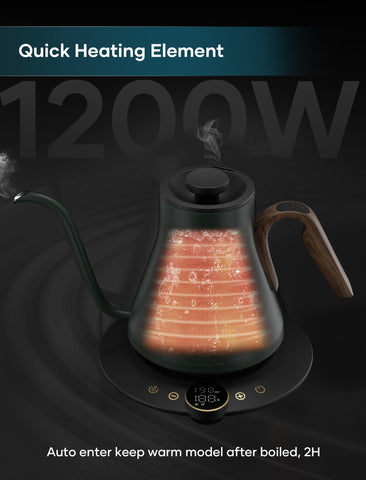 INTASTING gooseneck kettle stainless interior close-up with BPA-free, rust-resistant design.