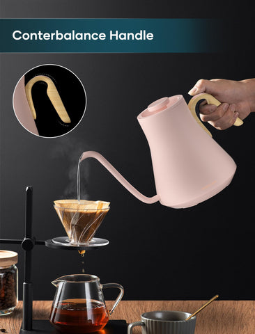 INTASTING Gooseneck Kettle temperature display illustrating precise heat control