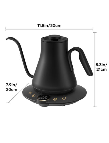Intasting gooseneck kettle comes with 18-month warranty and U.S. support.