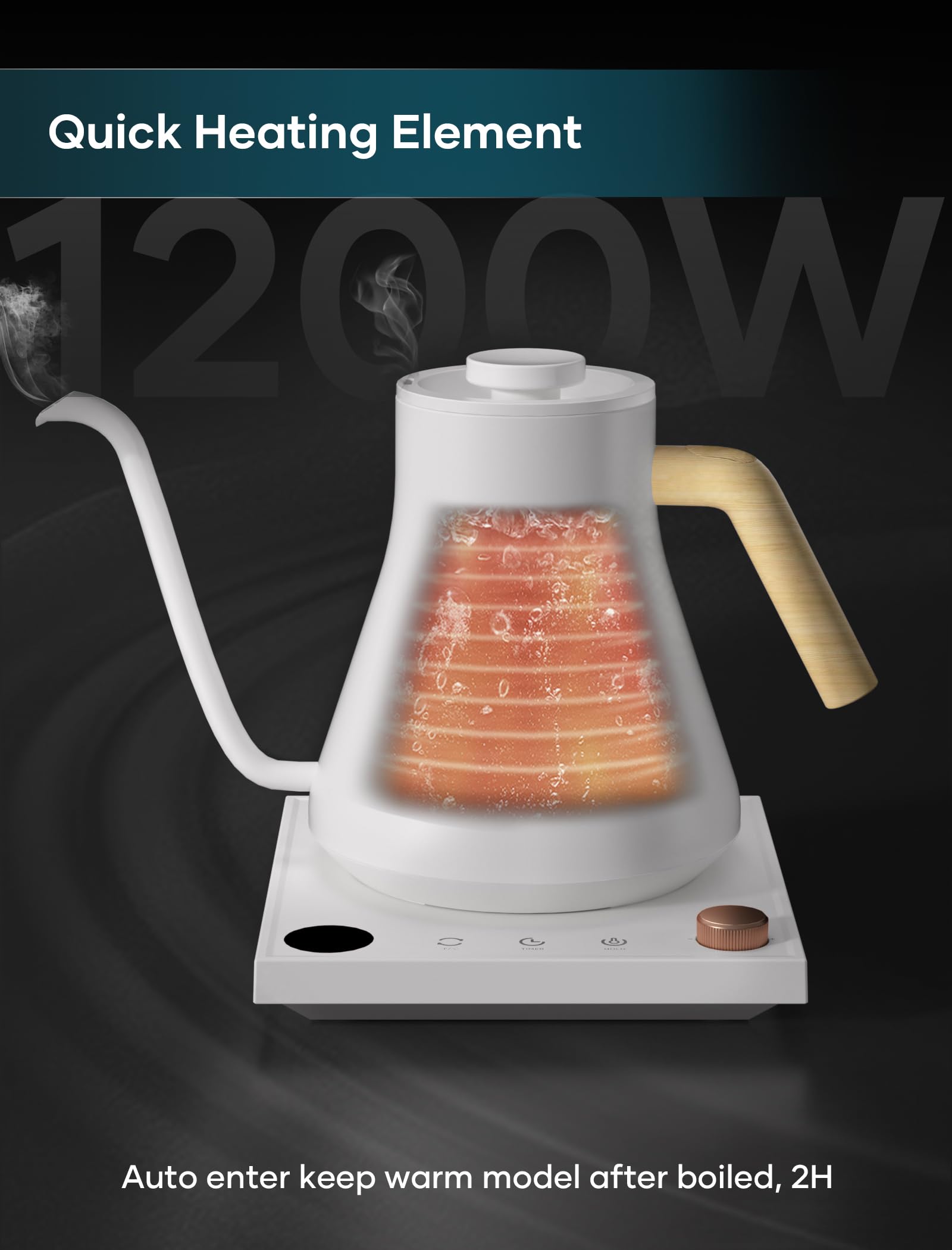 INTASTING kettle with brew stopwatch for timing pours