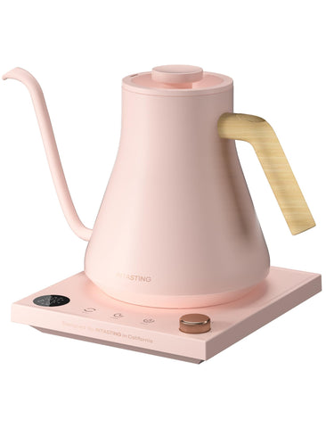 Intasting pink electric gooseneck kettle front view for precise pour-over control