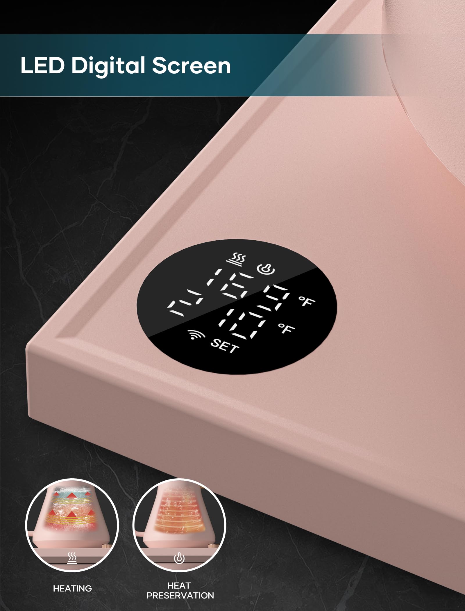 Intasting pink kettle digital display helps monitor temperature and time