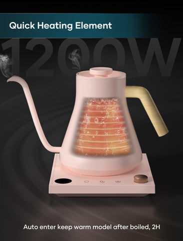 Intasting pink electric kettle interior stainless steel supports safe brewing