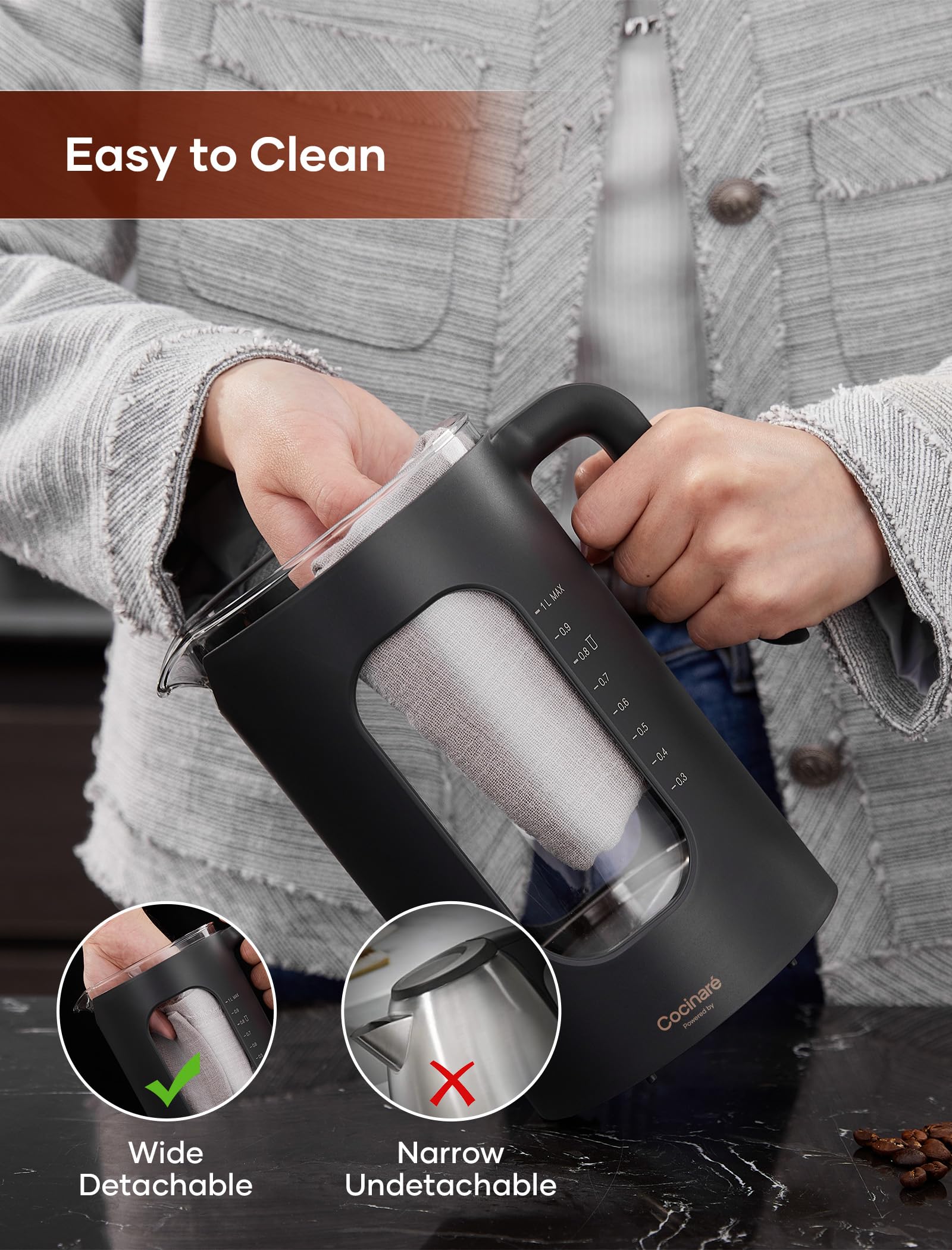 INTASTING tea infuser supports flavorful brews customized to your taste.