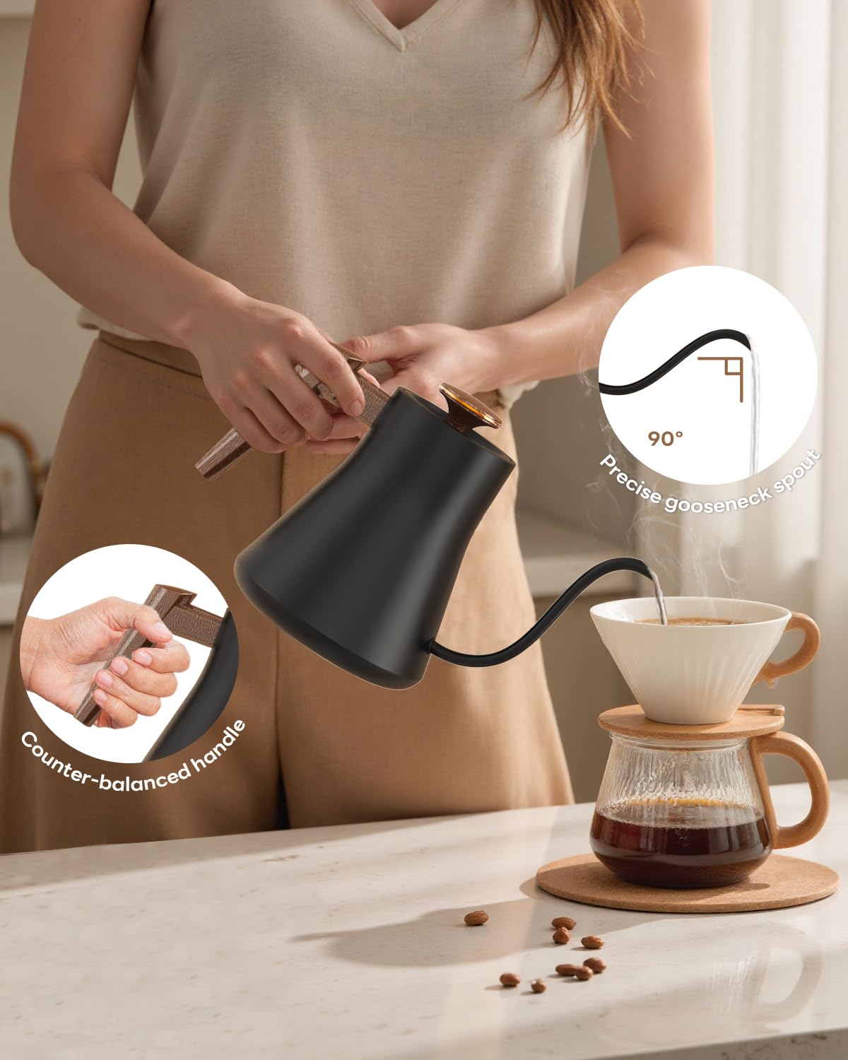IntreLife gooseneck kettle pour spout for precise pour-overs