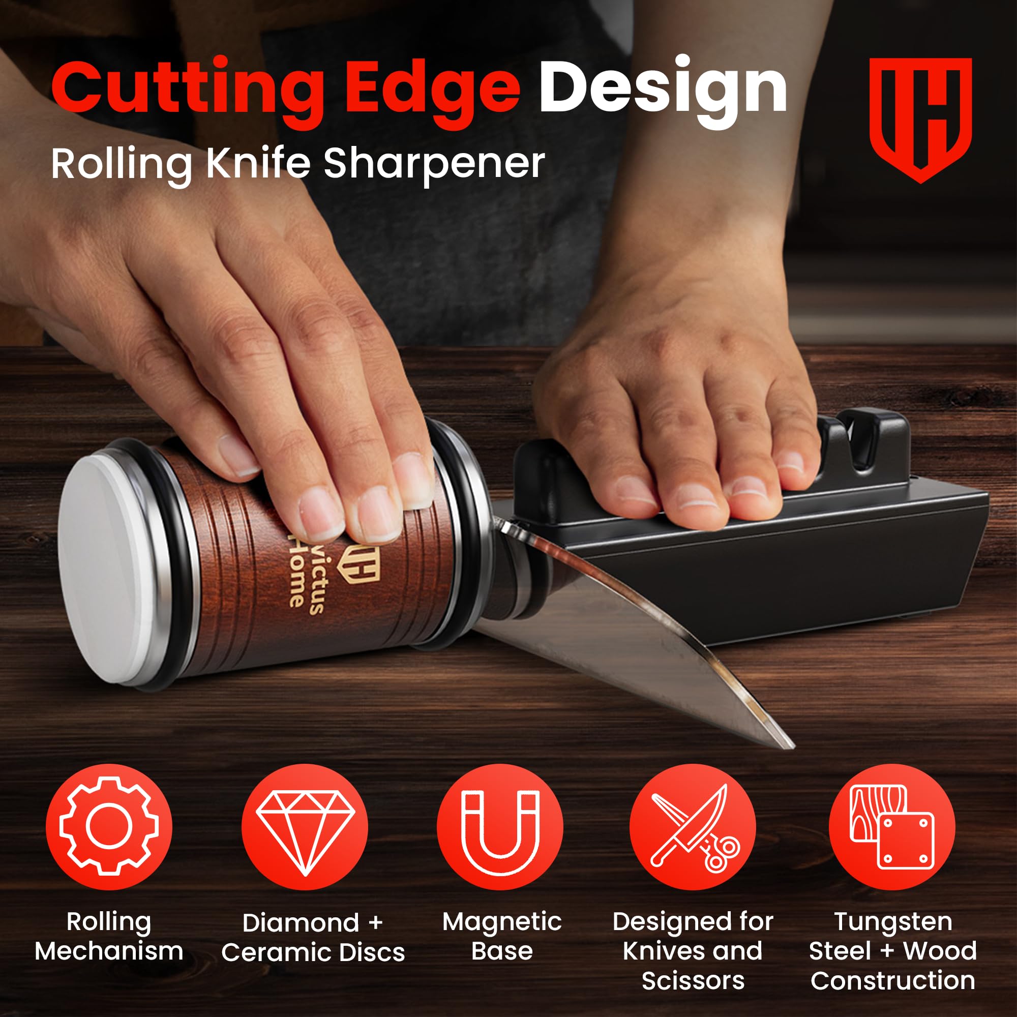 Invictus Home diamond disc sharpener reshaping dull blades for renewed edge