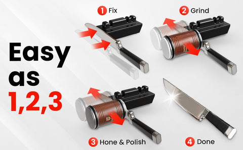 Invictus Home magnetic base holds knives securely during sharpening