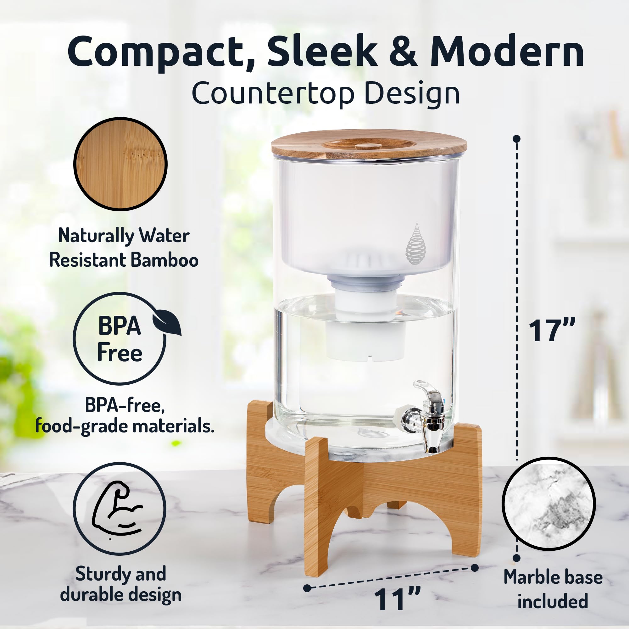 Invigorated Water BPA-free glass dispenser reduces plastic bottle waste at home or office