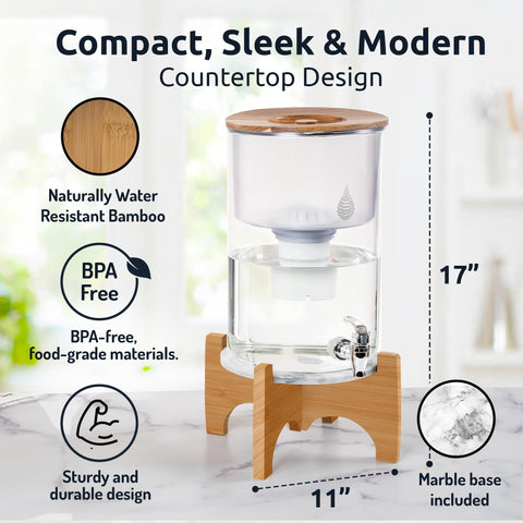 Invigorated Water BPA-free glass dispenser reduces plastic bottle waste at home or office