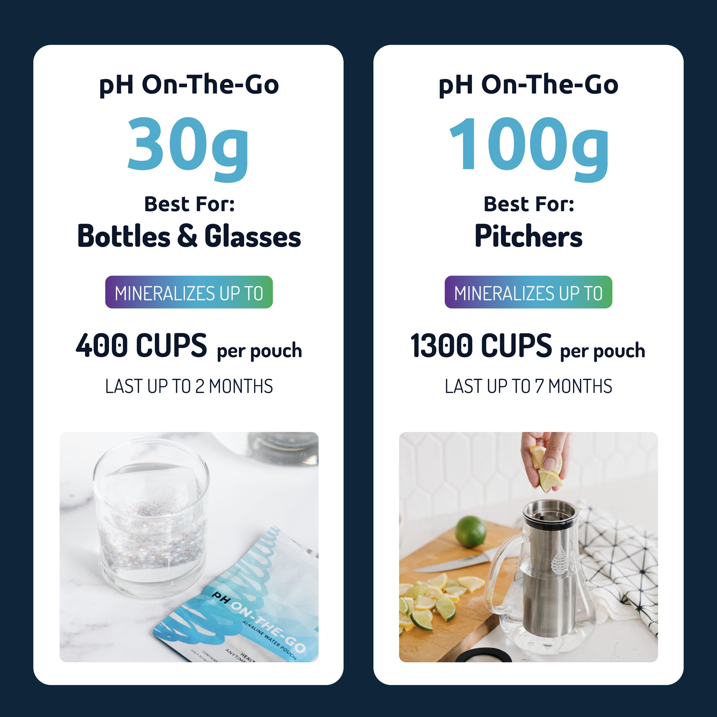 Invigorated Water pH On-The-Go pouch improves taste and smell for drinkable water.