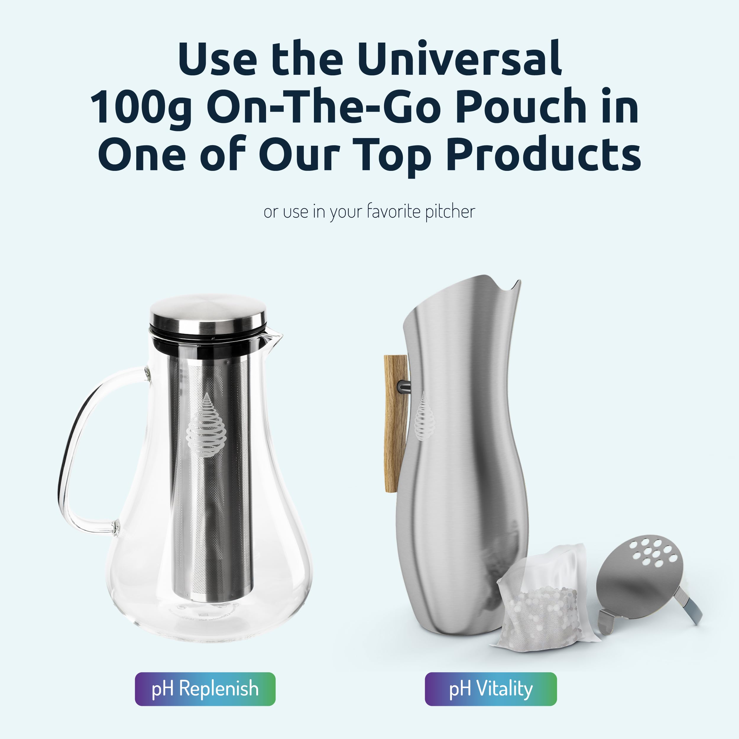 Invigorated Water pH On-The-Go pouch ideal for hiking and gym use.