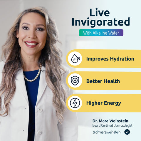 Invigorated Water pH Vitality pitcher side profile highlighting durable stainless steel design