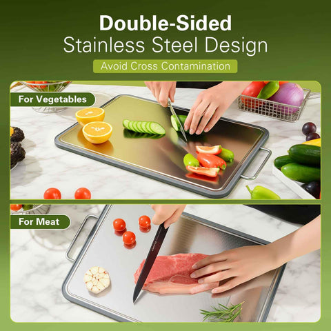INZOO double-sided cutting board 16x11, side B, ideal for vegetables and fruit.