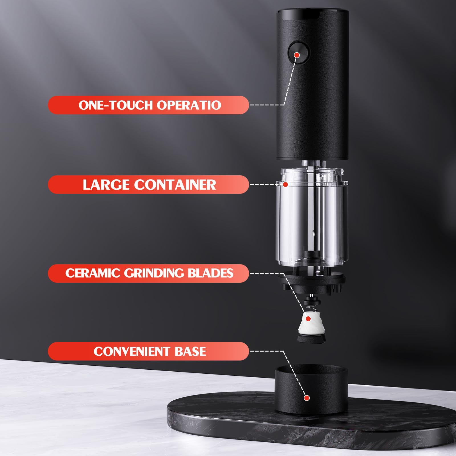 ioion black finish grinder adds sleek style to kitchen tasks