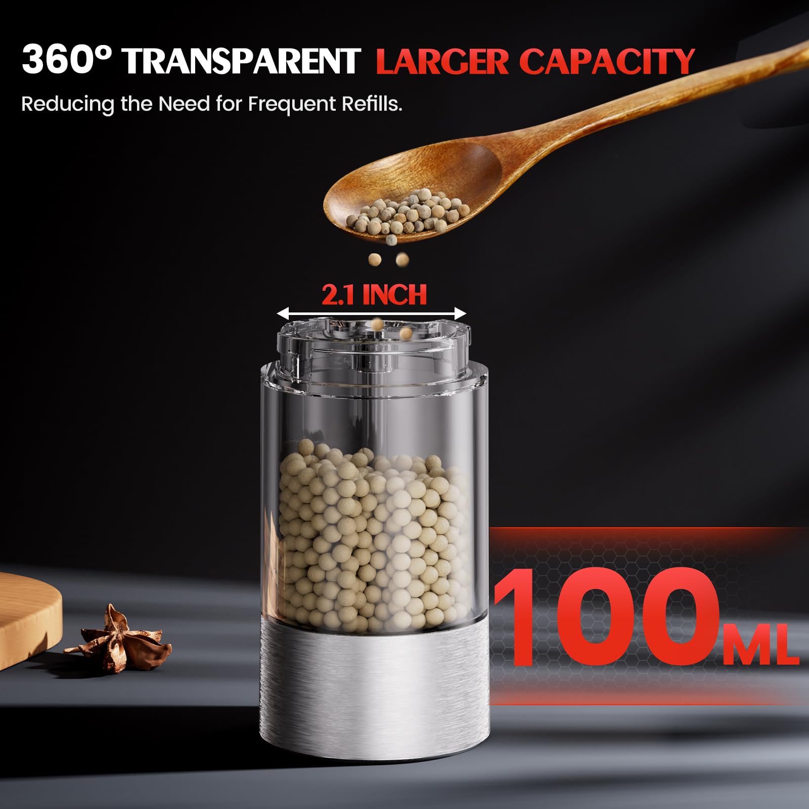 ioion large see-through container lets you monitor spice levels at a glance